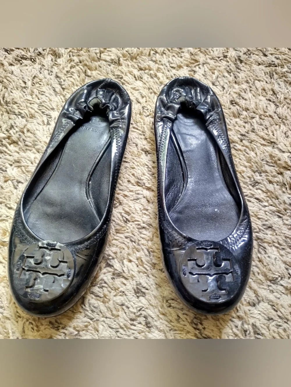 Tory Burch Reva Patent Leather Ballet Flats Black Sz 7